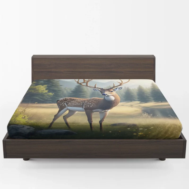 At One with Nature Deer in Forest Fitted Sheet 1