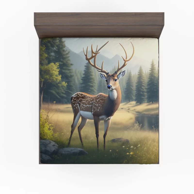 At One with Nature Deer in Forest Fitted Sheet