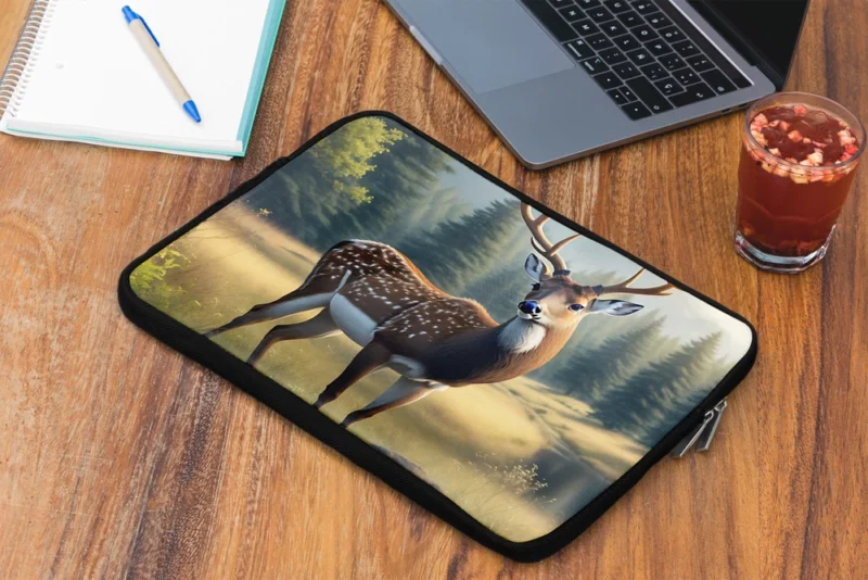At One with Nature Deer in Forest Laptop Sleeve 2