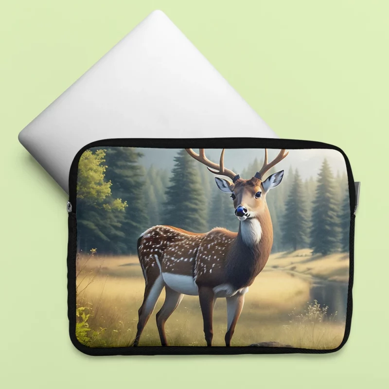 At One with Nature Deer in Forest Laptop Sleeve