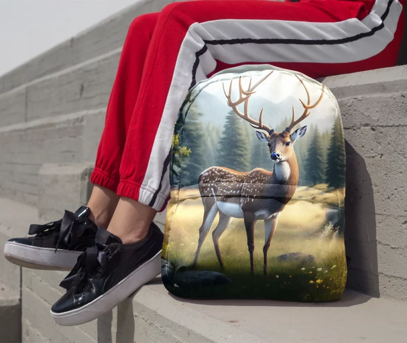 At One with Nature Deer in Forest Minimalist Backpack 1