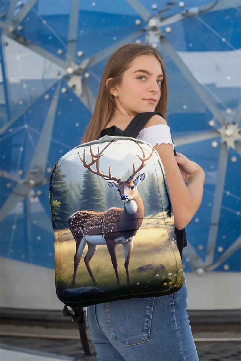 At One with Nature Deer in Forest Minimalist Backpack 2