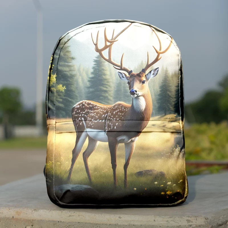 At One with Nature Deer in Forest Minimalist Backpack