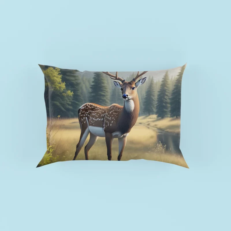 At One with Nature Deer in Forest Pillow Case