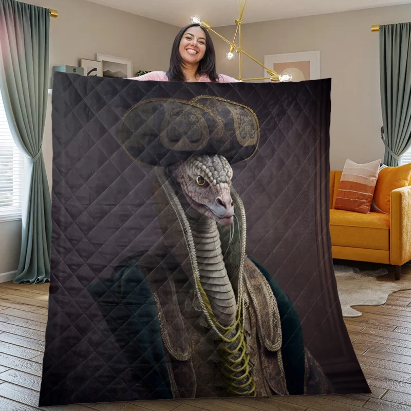 Avian King Cobra Elegance Quilt Blanket