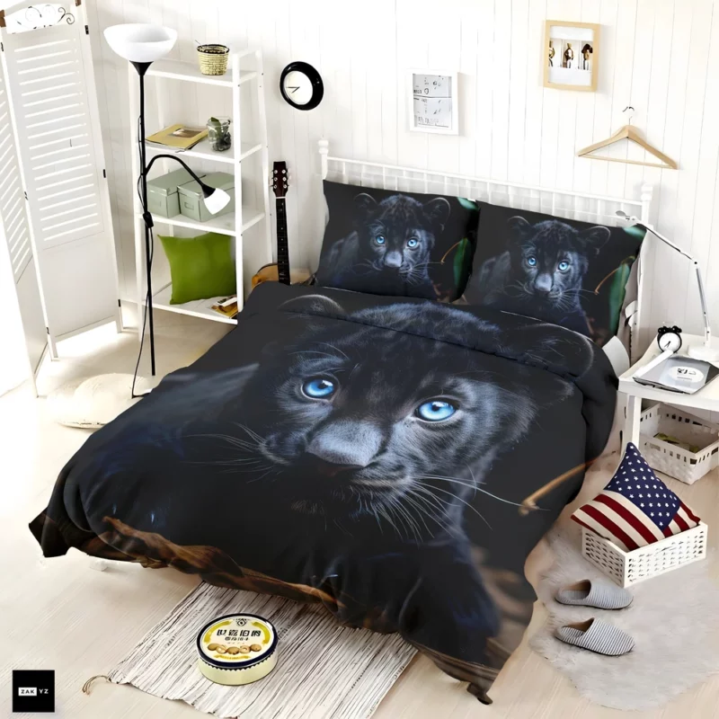 Baby Black Panther Cub Portrait Bedding Set