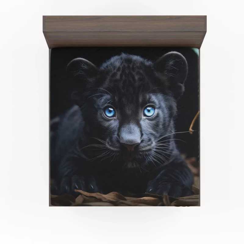 Baby Black Panther Cub Portrait Fitted Sheet