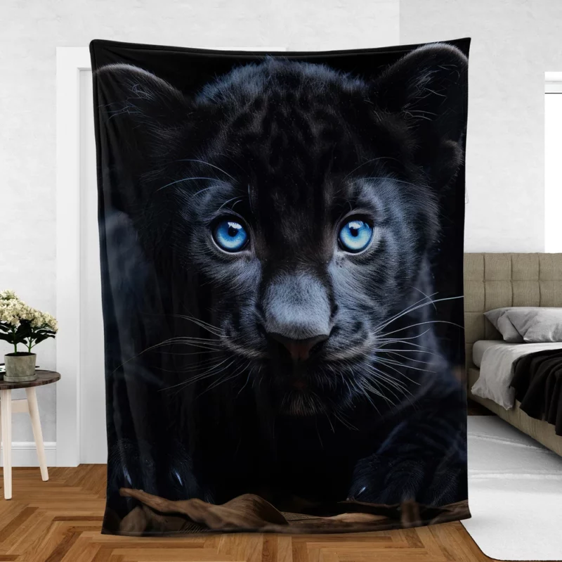 Baby Black Panther Cub Portrait Fleece Blanket