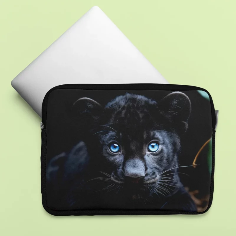 Baby Black Panther Cub Portrait Laptop Sleeve