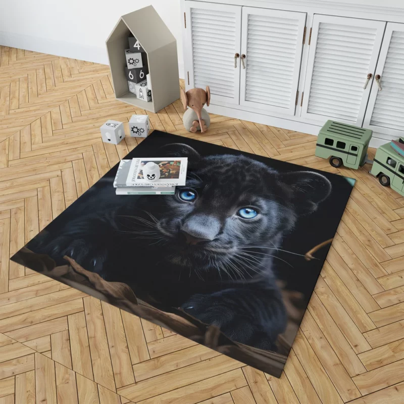 Baby Black Panther Cub Portrait Rug 1