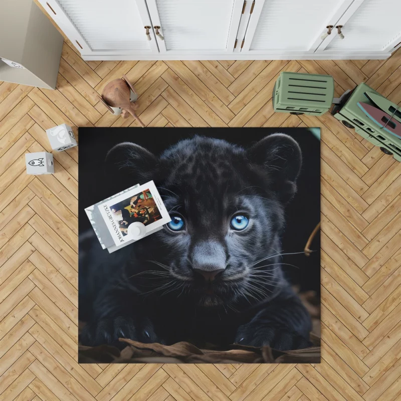 Baby Black Panther Cub Portrait Rug