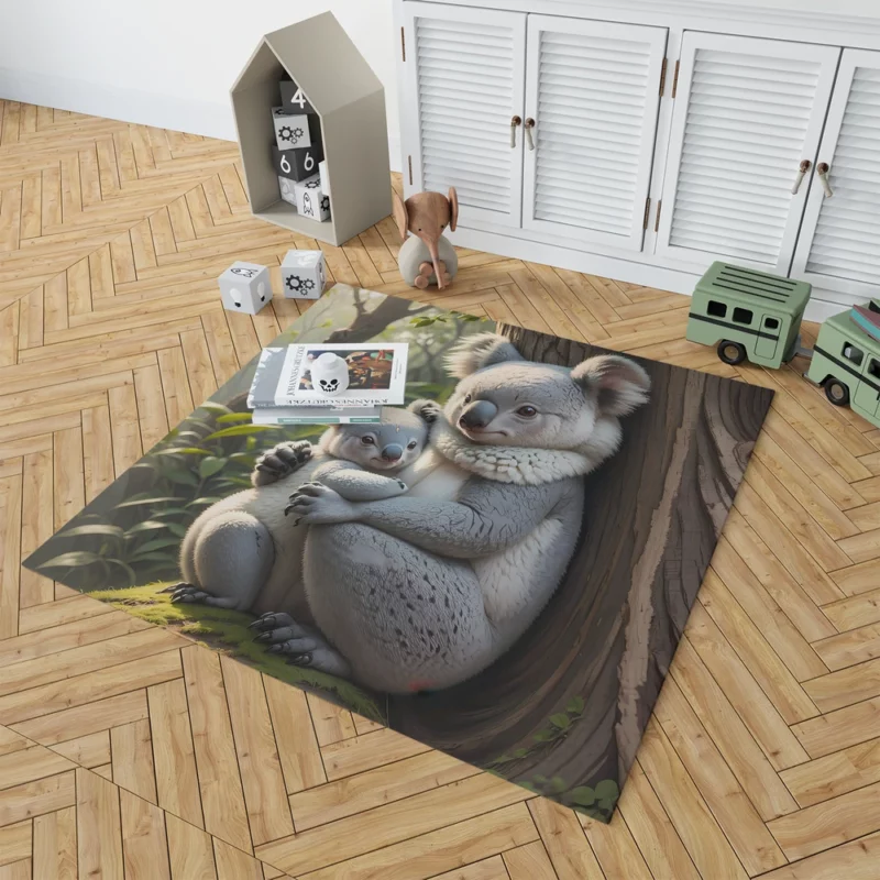 Baby Koala in Eucalyptus Tree Rug 1