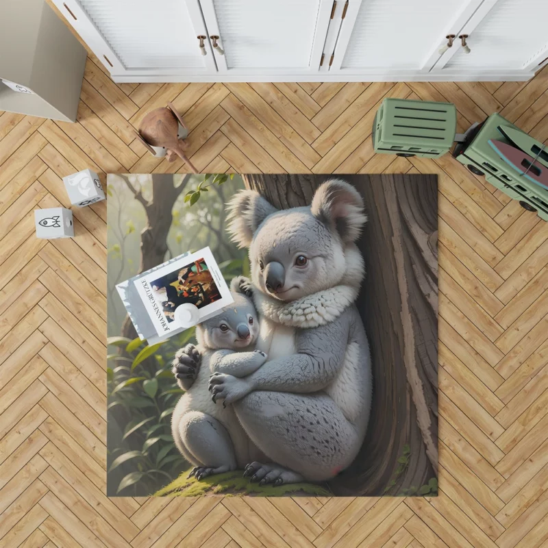 Baby Koala in Eucalyptus Tree Rug