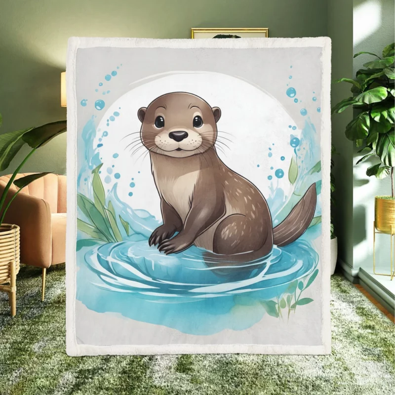 Baby Otter Animal Sherpa Fleece Blanket