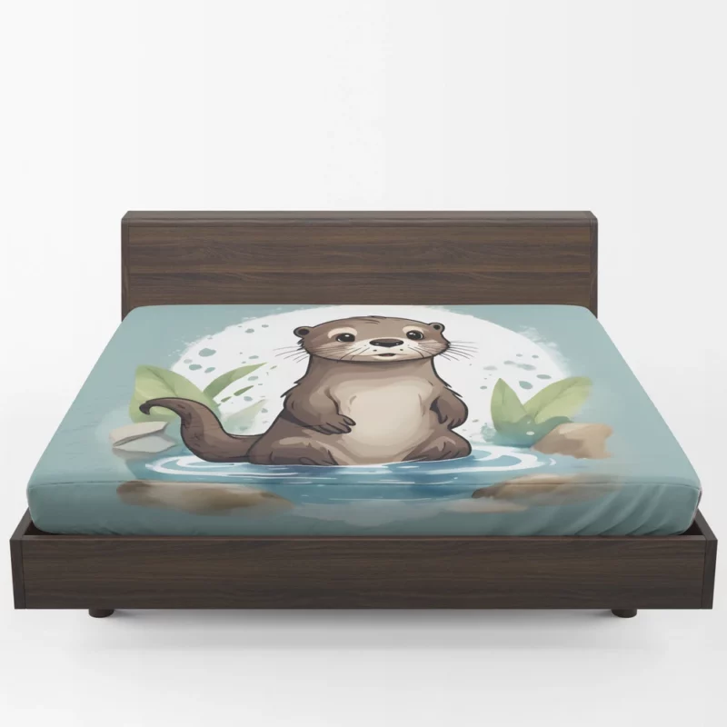 Baby Otter Design Fitted Sheet 1