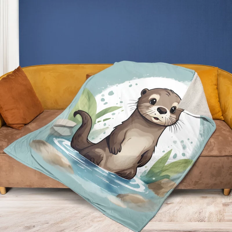 Baby Otter Design Fleece Blanket 1