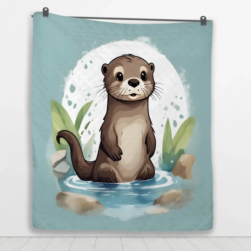 Baby Otter Design Quilt Blanket 1