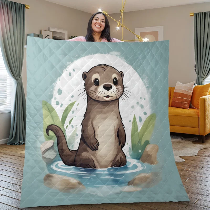 Baby Otter Design Quilt Blanket