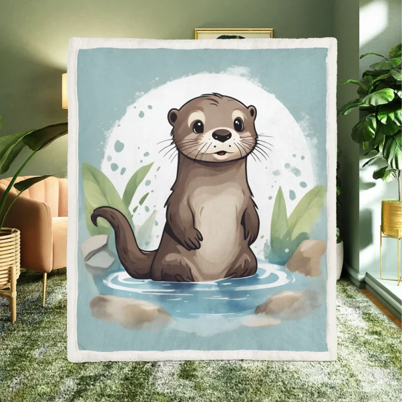 Baby Otter Design Sherpa Fleece Blanket