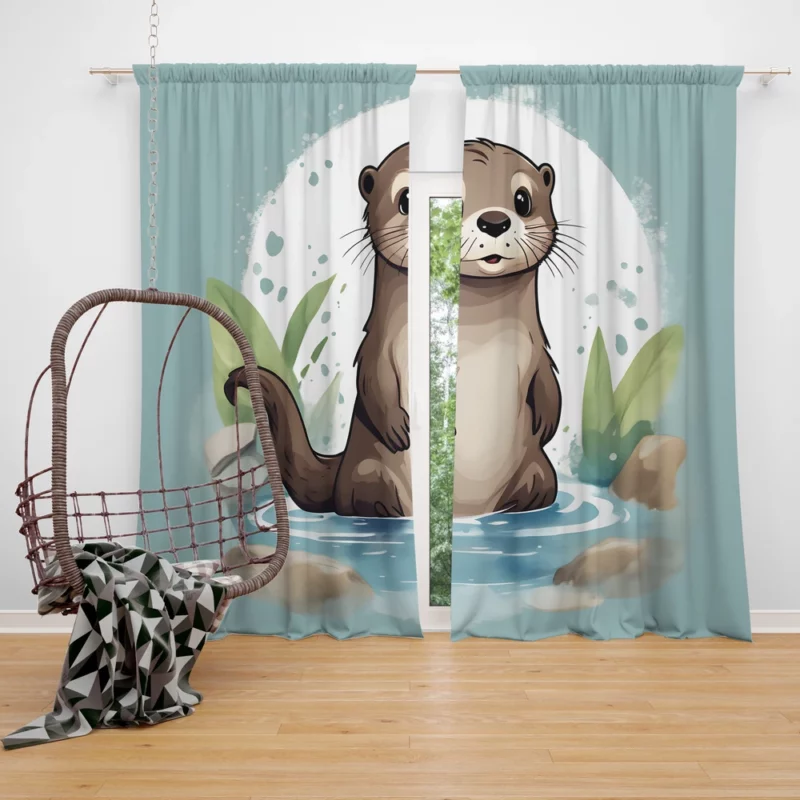 Baby Otter Design Window Curtain