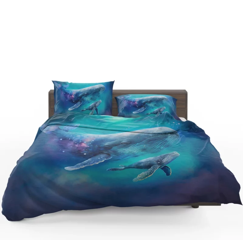 Baby Whale on Blue Background Bedding Set 1