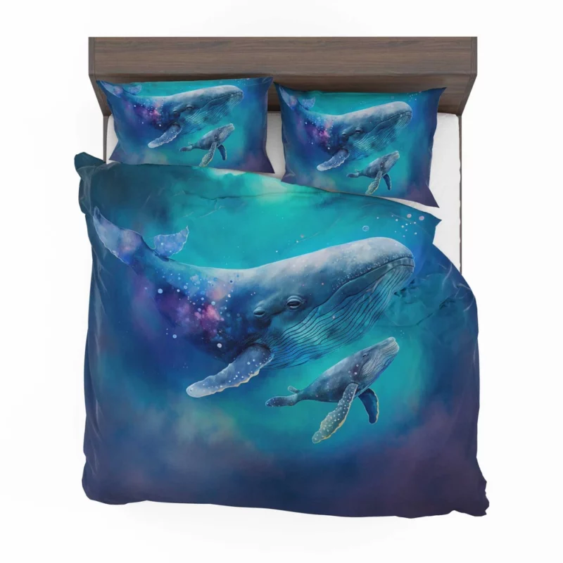 Baby Whale on Blue Background Bedding Set 2