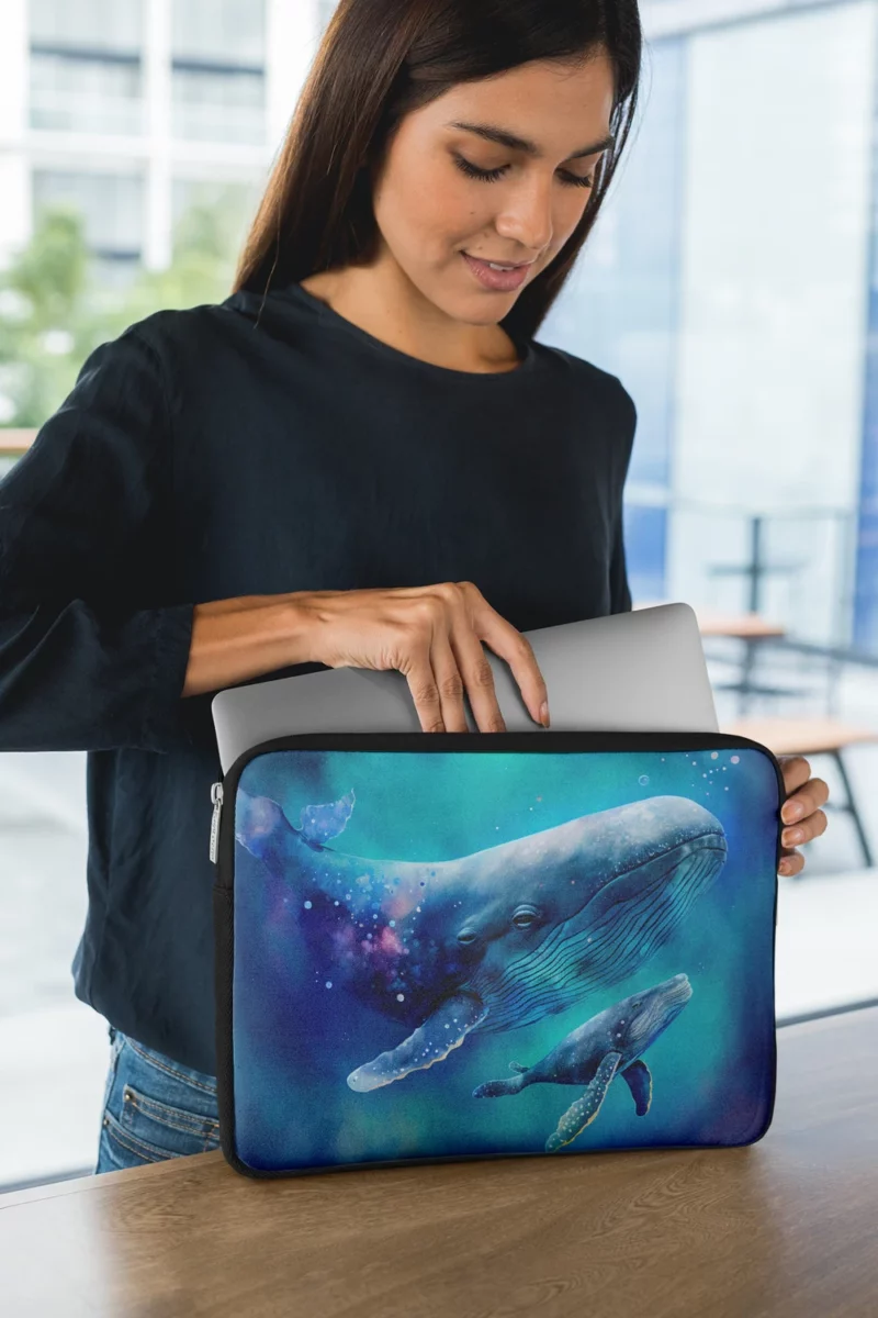 Baby Whale on Blue Background Laptop Sleeve 1