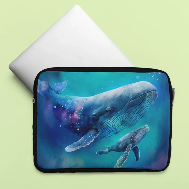 Baby Whale on Blue Background Laptop Sleeve