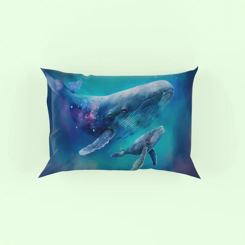 Baby Whale on Blue Background Pillow Case