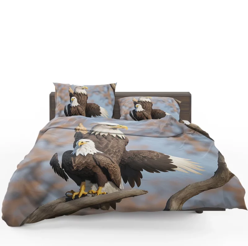 Bald Eagle Flying Vector Art Bedding Set 1