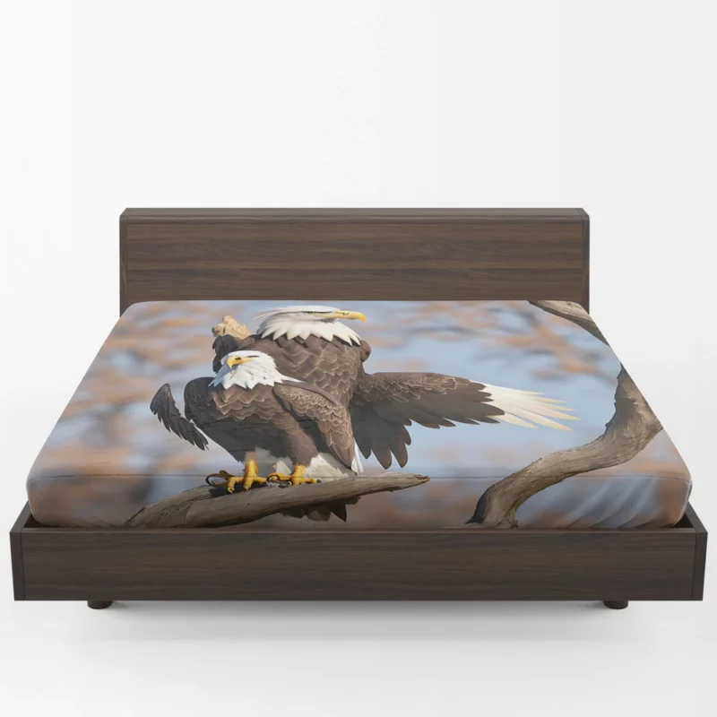 Bald Eagle Flying Vector Art Fitted Sheet 1