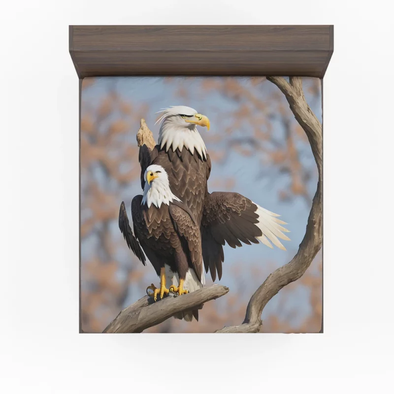 Bald Eagle Flying Vector Art Fitted Sheet