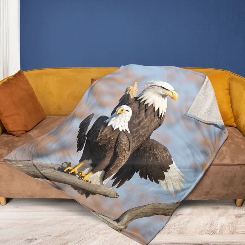 Bald Eagle Flying Vector Art Fleece Blanket 1