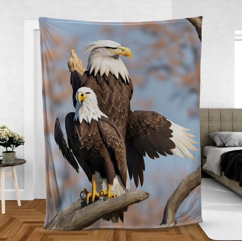 Bald Eagle Flying Vector Art Fleece Blanket