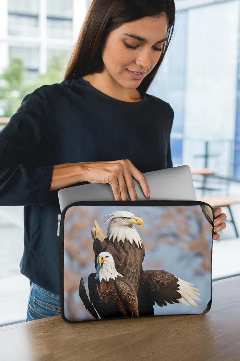 Bald Eagle Flying Vector Art Laptop Sleeve 1