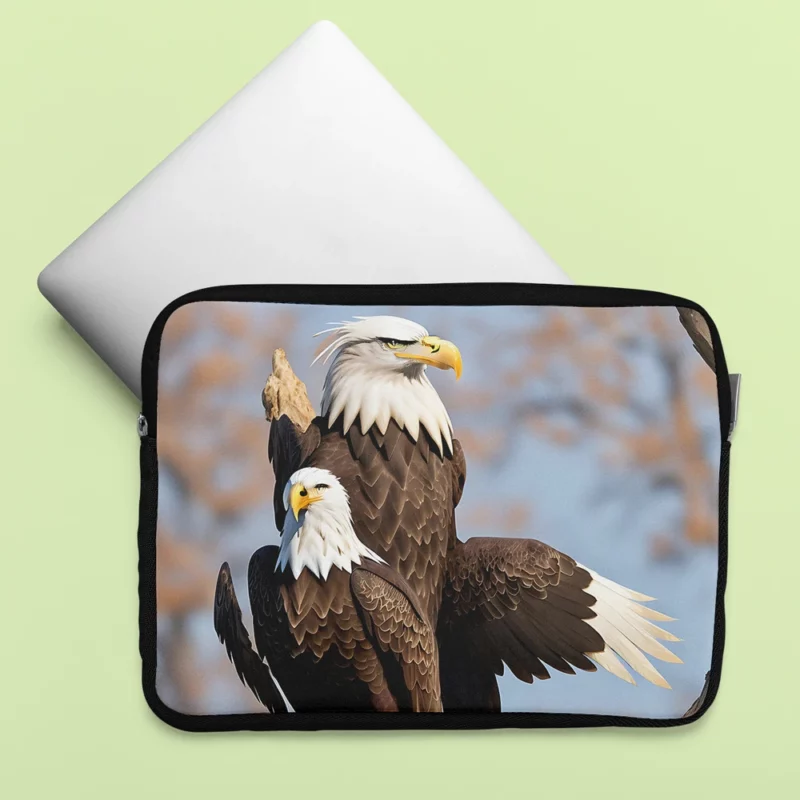 Bald Eagle Flying Vector Art Laptop Sleeve