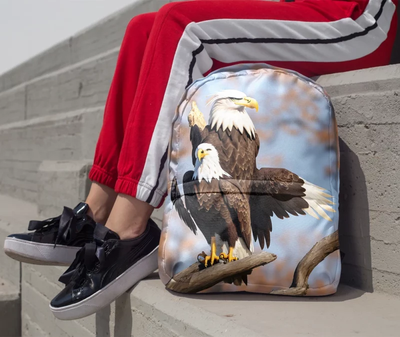 Bald Eagle Flying Vector Art Minimalist Backpack 1