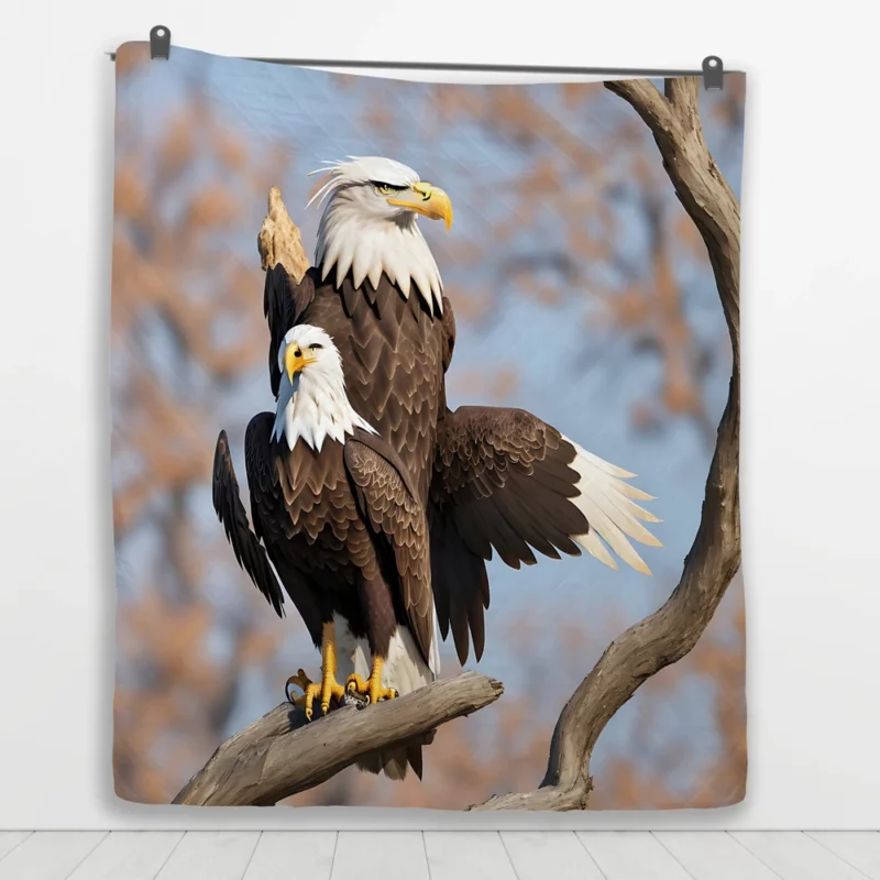 Bald Eagle Flying Vector Art Quilt Blanket 1