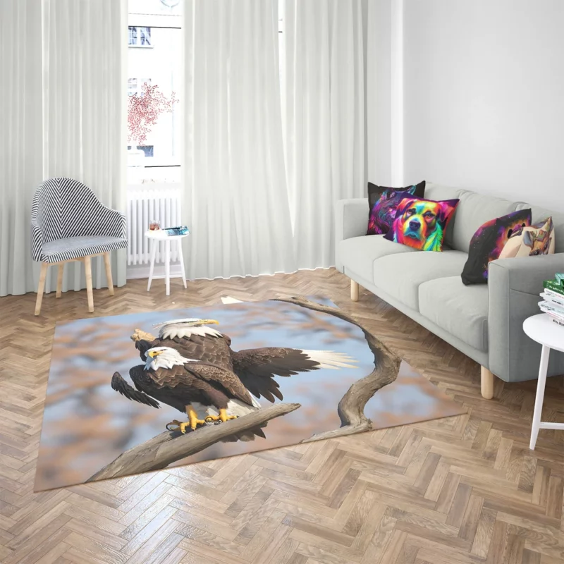 Bald Eagle Flying Vector Art Rug 2