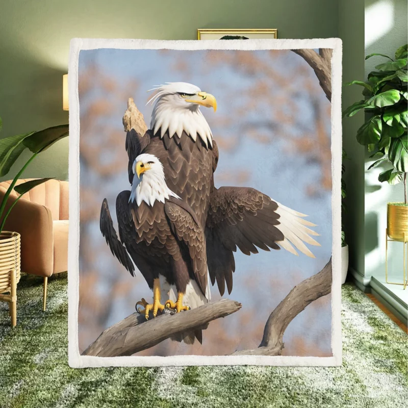 Bald Eagle Flying Vector Art Sherpa Fleece Blanket