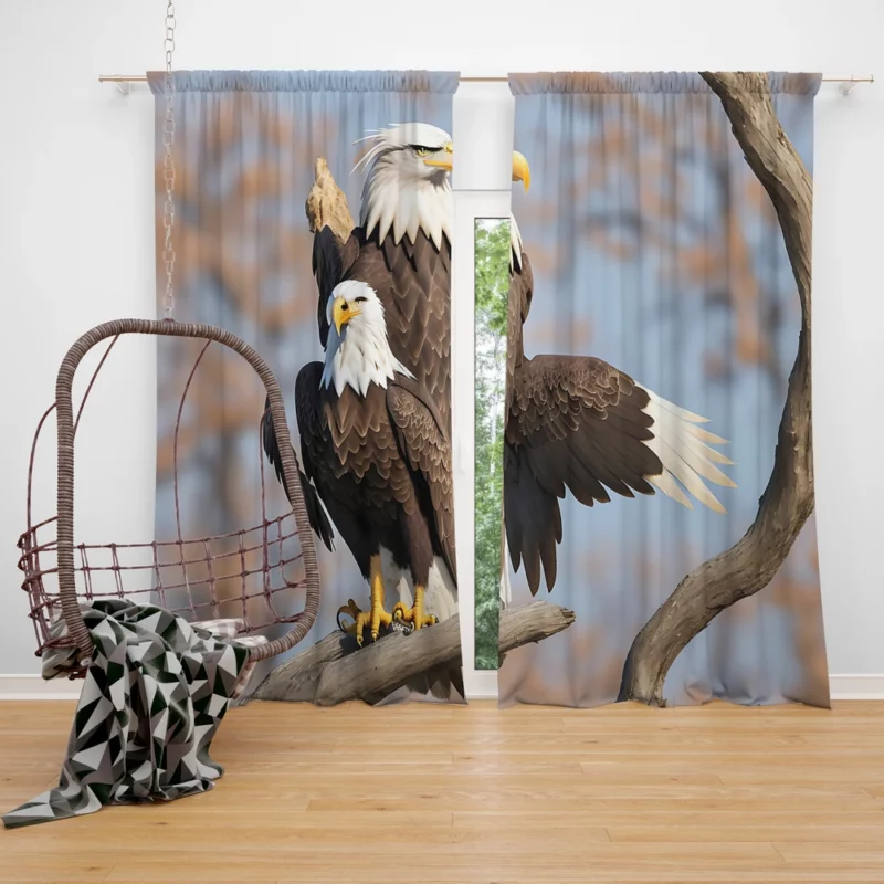 Bald Eagle Flying Vector Art Window Curtain