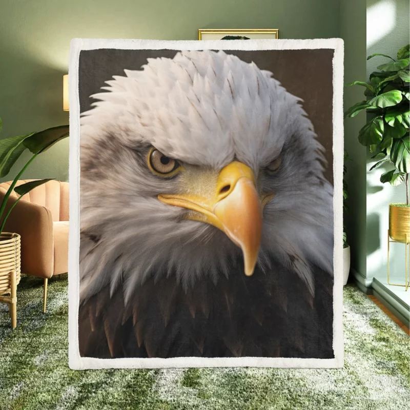 Bald Eagle Portrait Sherpa Fleece Blanket