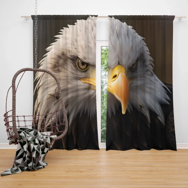 Bald Eagle Portrait Window Curtain