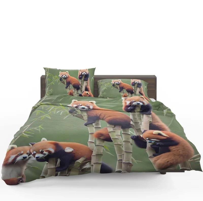 Bamboo Sharing Happy Red Panda Pair Bedding Set 1