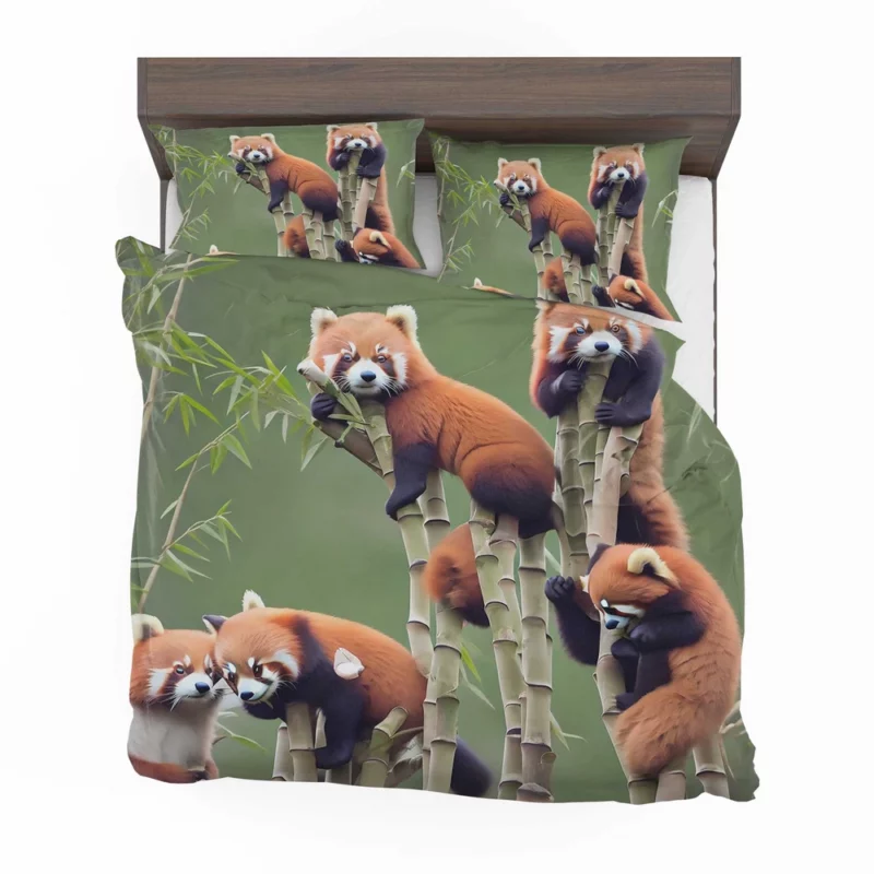 Bamboo Sharing Happy Red Panda Pair Bedding Set 2