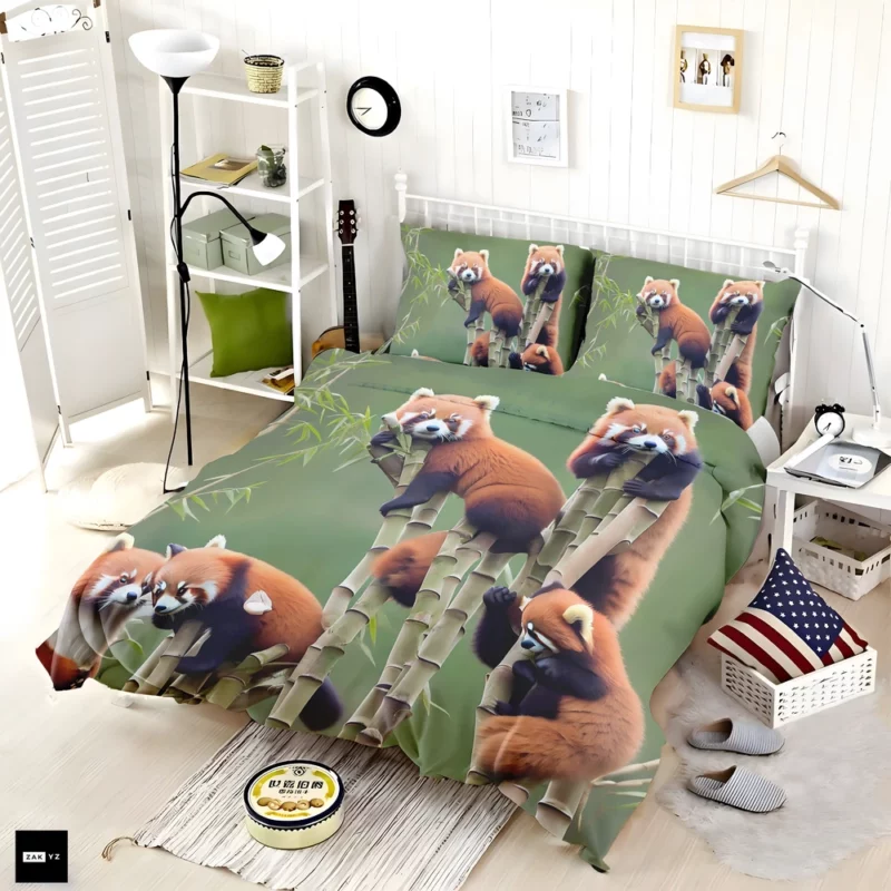 Bamboo Sharing Happy Red Panda Pair Bedding Set