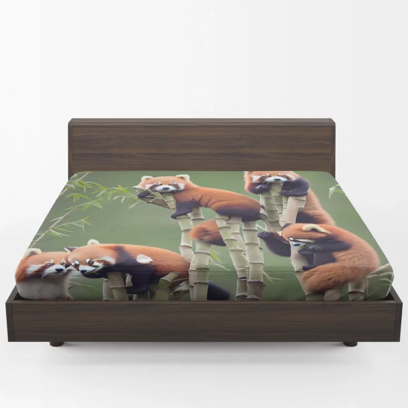 Bamboo Sharing Happy Red Panda Pair Fitted Sheet 1