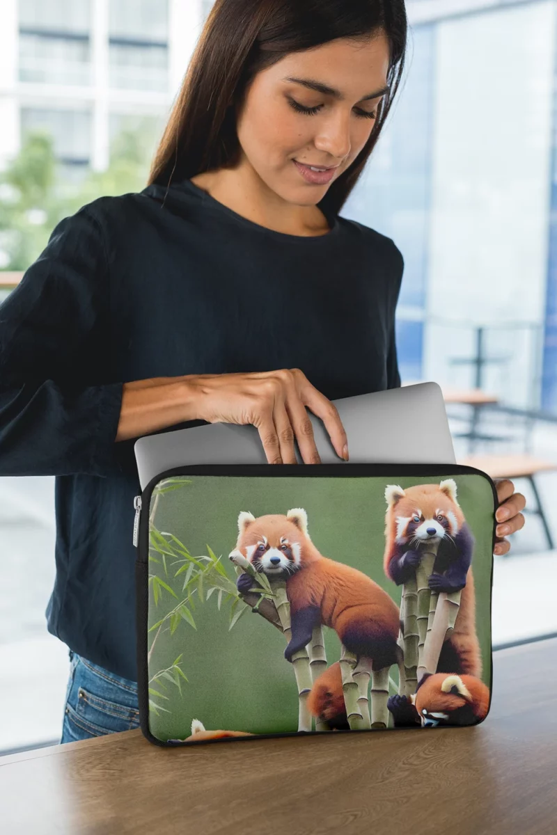 Bamboo Sharing Happy Red Panda Pair Laptop Sleeve 1