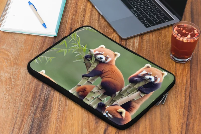 Bamboo Sharing Happy Red Panda Pair Laptop Sleeve 2