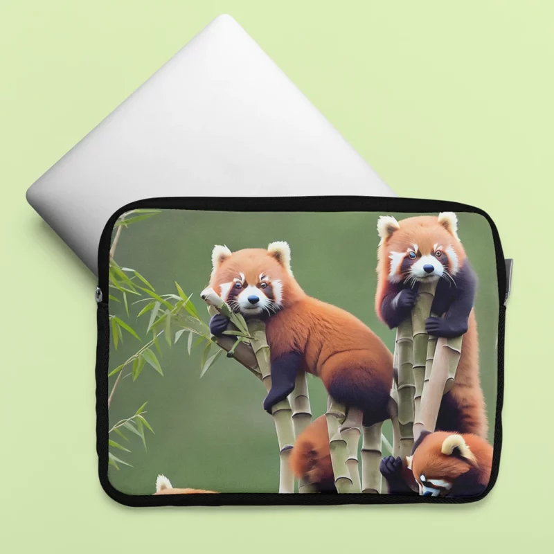 Bamboo Sharing Happy Red Panda Pair Laptop Sleeve